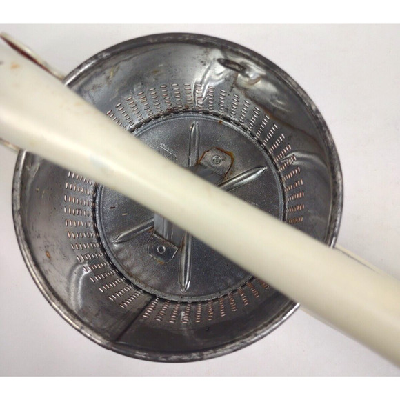 Vintage Metal White Handled Potato Rice Masher Juicer Strainer Press w OEM Bag - Picture 9 of 10